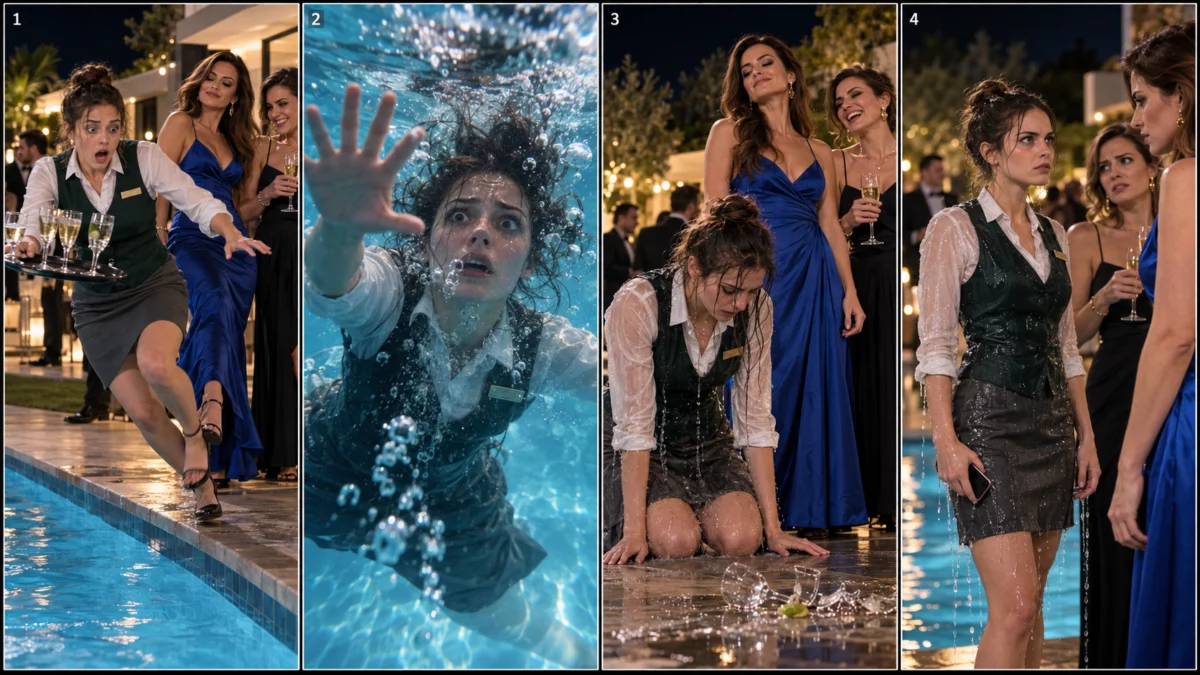 Elles l’ont fait tomber dans la piscine — mais quelques minutes plus tard, tout un convoi est arrivé pour elle